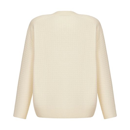 Cashmere cardigan with signature lace chevron