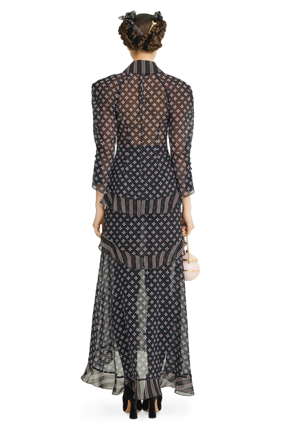 Silk blouse with a signature print
