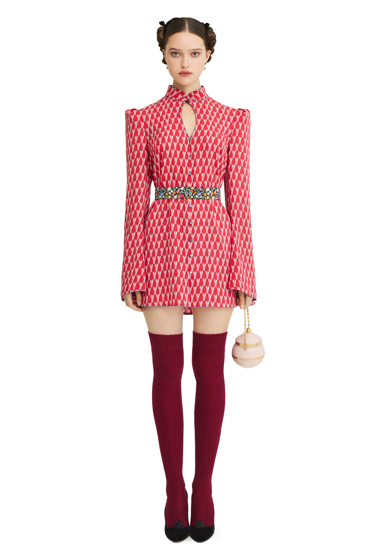 Silk georgette dress with a signature print