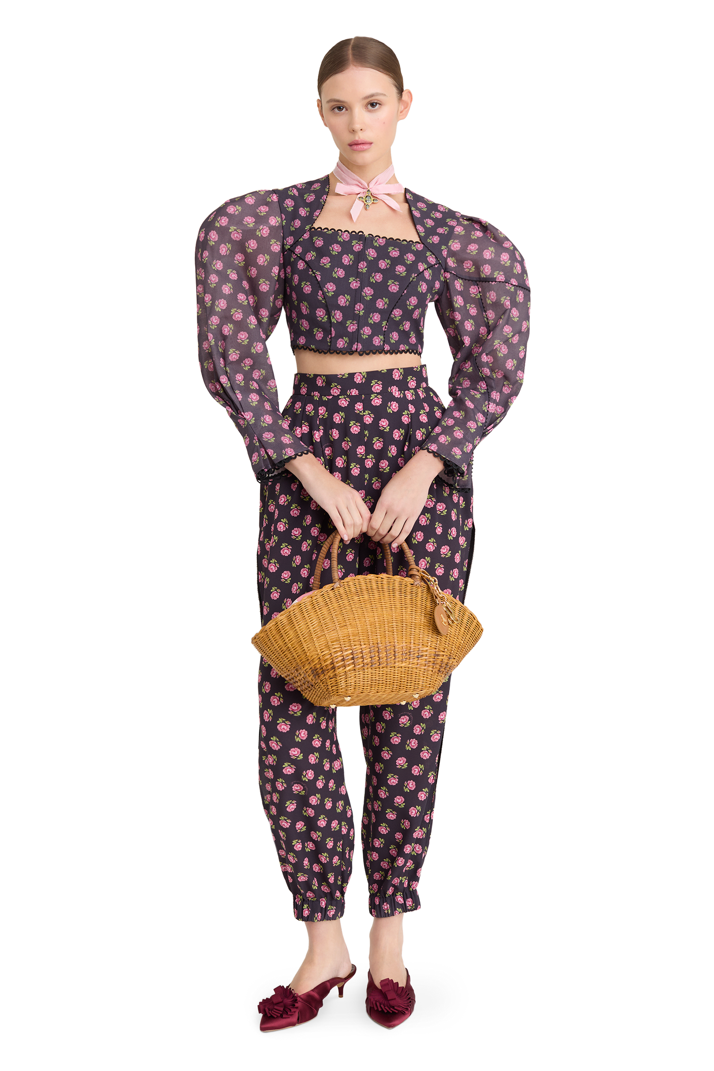 Cotton blouse with a signature floral print