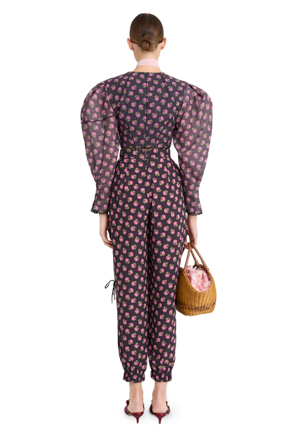 Cotton blouse with a signature floral print