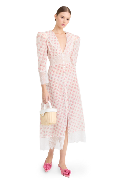 Silk dress with signature floral print