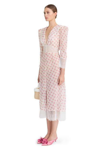 Silk dress with signature floral print