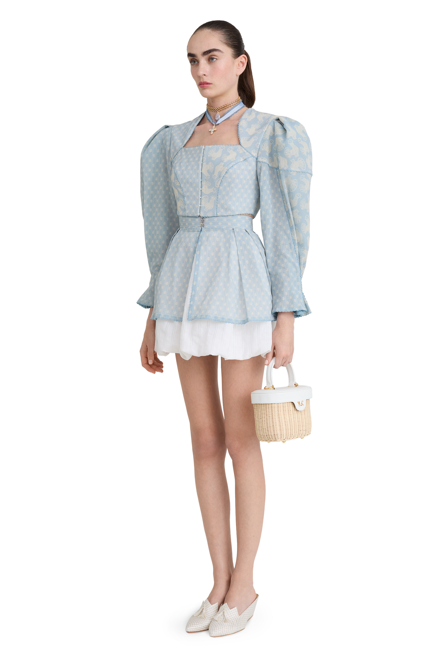 Cotton blouse with a signature floral and animal prints