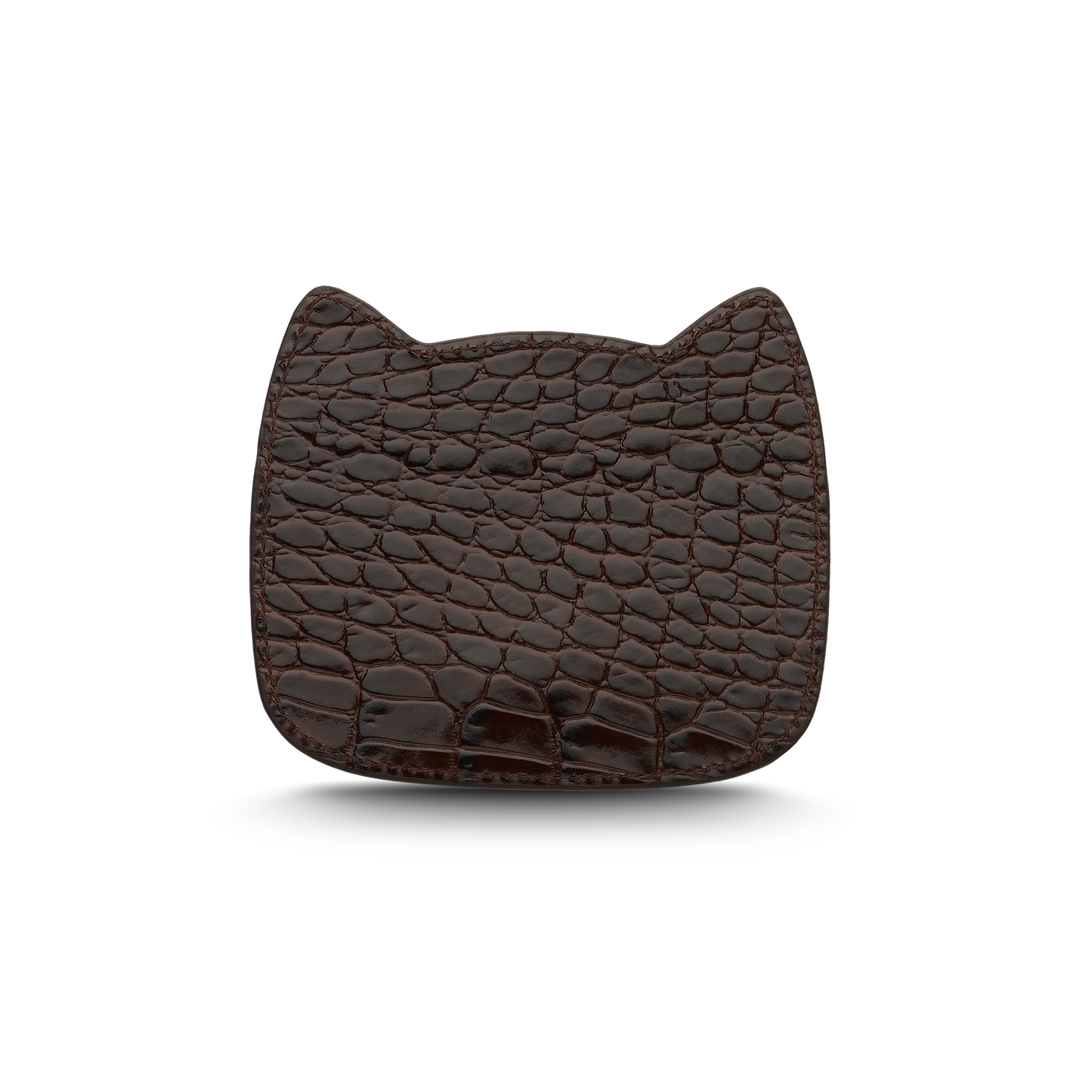 Cat-shaped leather cardholder with signature “U.S.” initials