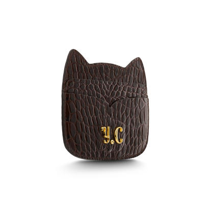 Cat-shaped leather cardholder with signature “U.S.” initials