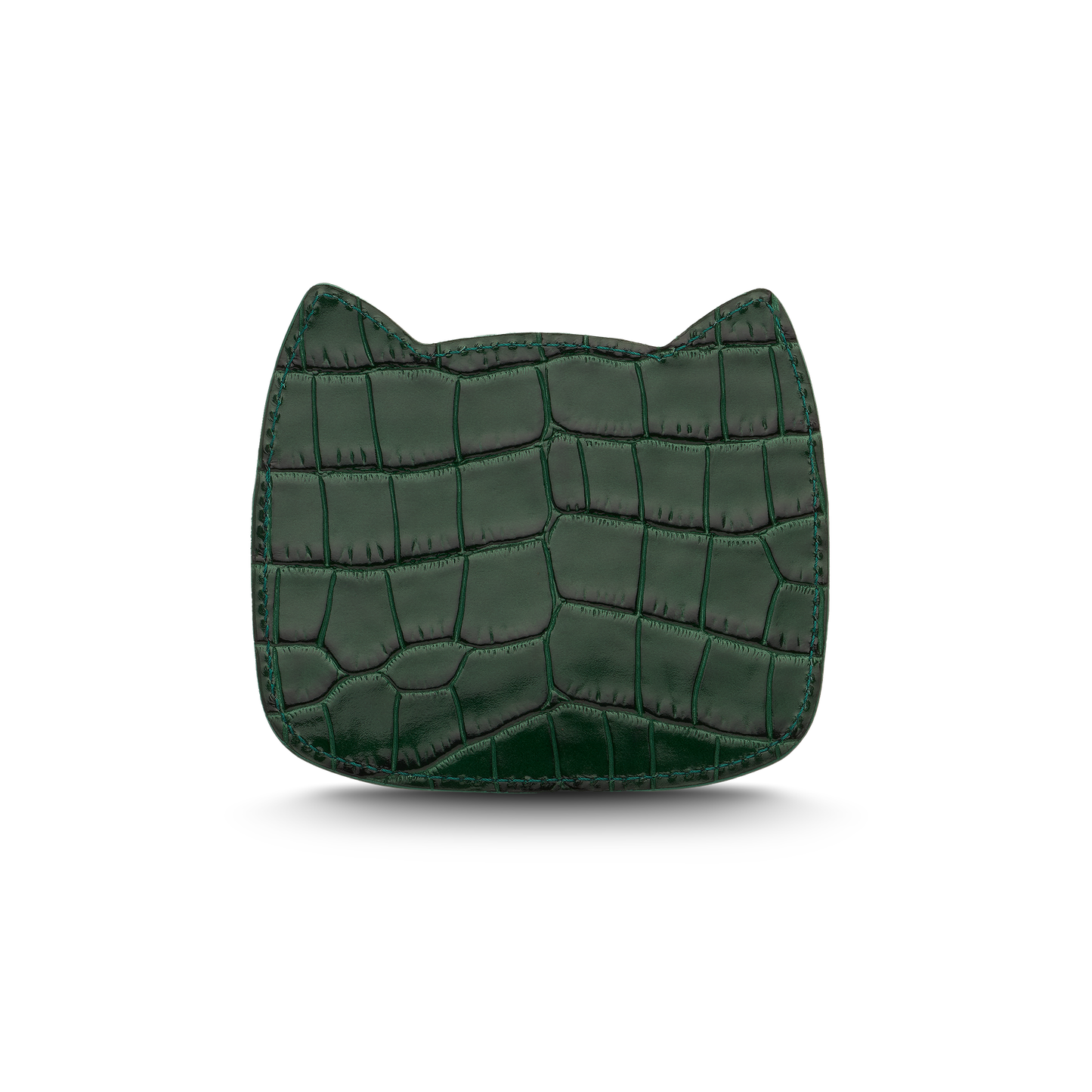 Cat-shaped leather cardholder with signature “U.S.” initials