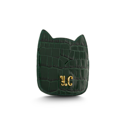 Cat-shaped leather cardholder with signature “U.S.” initials