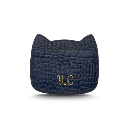 Cat-shaped leather cardholder with signature “U.S.” initials