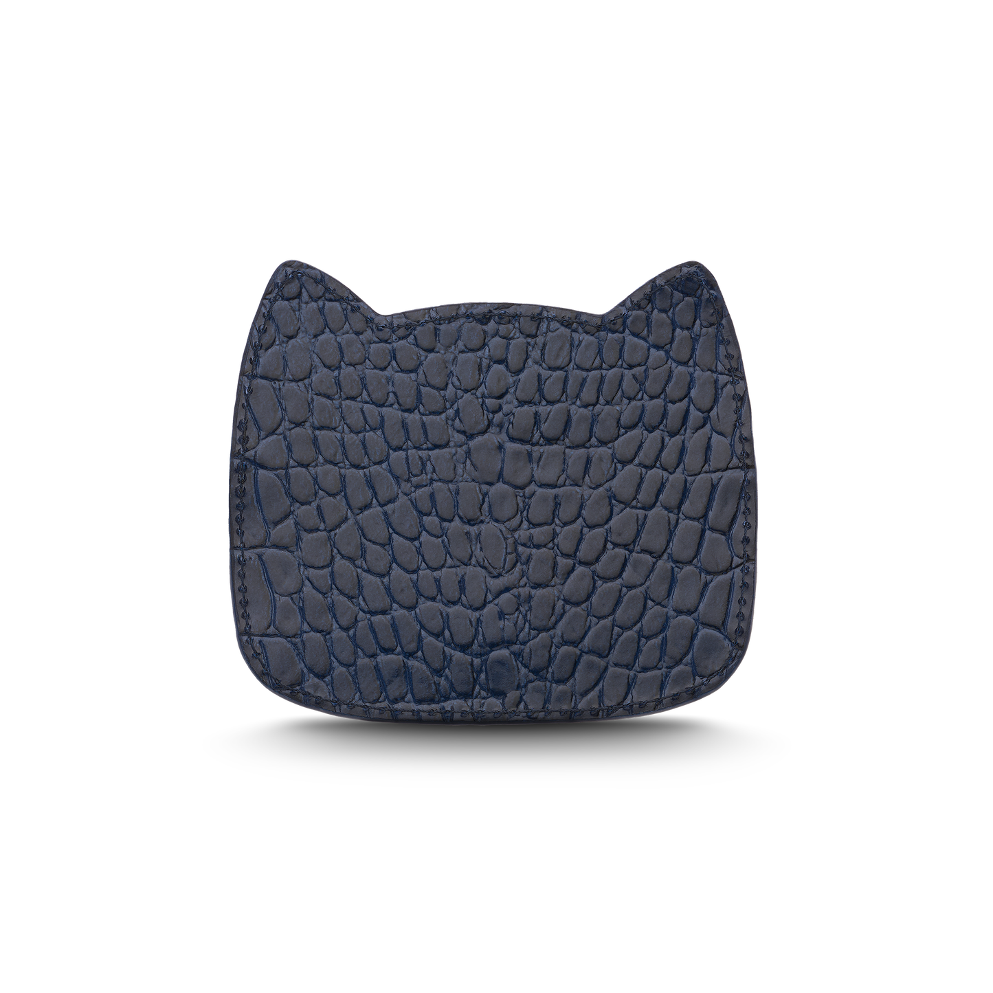 Cat-shaped leather cardholder with signature “U.S.” initials