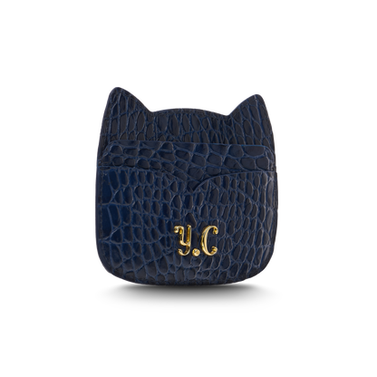 Cat-shaped leather cardholder with signature “U.S.” initials