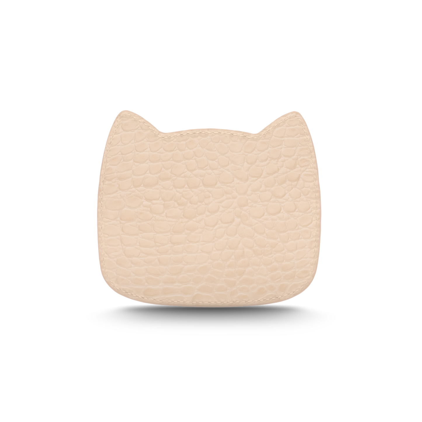 Cat-shaped leather cardholder with signature “U.S.” initials