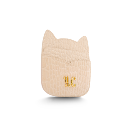 Cat-shaped leather cardholder with signature “U.S.” initials
