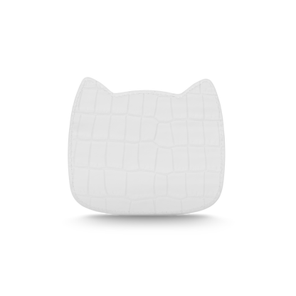 Cat-shaped leather cardholder with signature “U.S.” initials