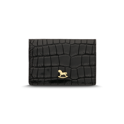 Leather cardholder with iconic rocking horse