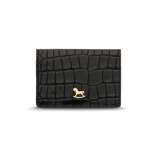 Leather cardholder with iconic rocking horse