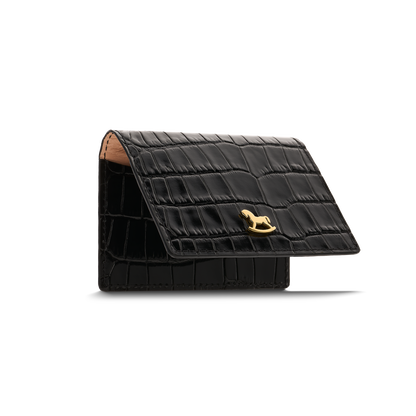 Leather cardholder with iconic rocking horse