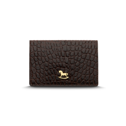 Leather cardholder with iconic rocking horse