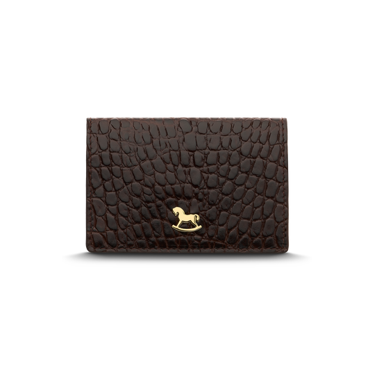 Leather cardholder with iconic rocking horse