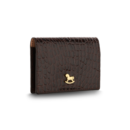 Leather cardholder with iconic rocking horse