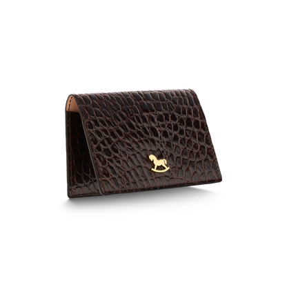 Leather cardholder with iconic rocking horse