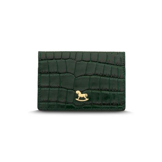 Leather cardholder with iconic rocking horse