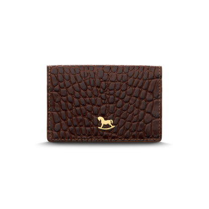 Leather cardholder with iconic rocking horse