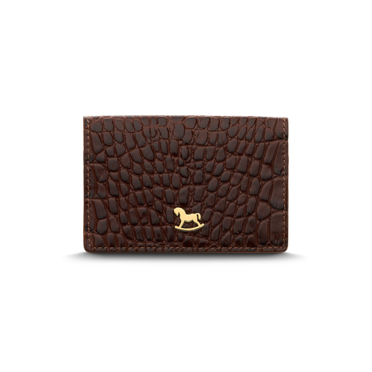 Leather cardholder with iconic rocking horse