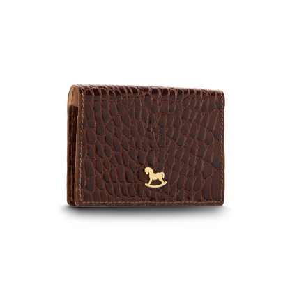 Leather cardholder with iconic rocking horse