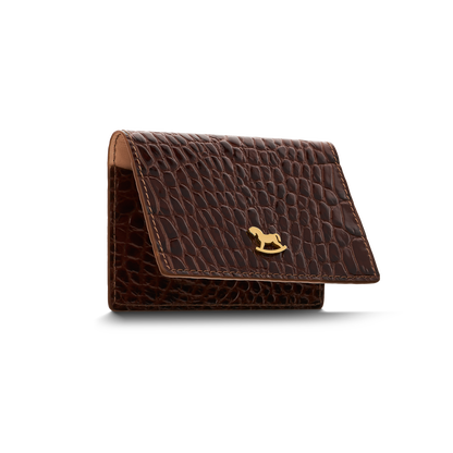 Leather cardholder with iconic rocking horse