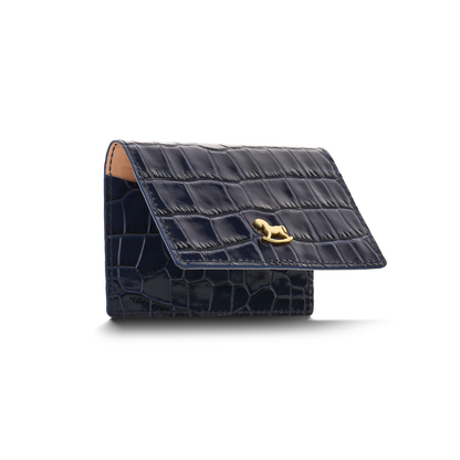 Leather cardholder with iconic rocking horse