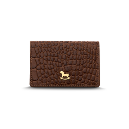 Leather cardholder with iconic rocking horse