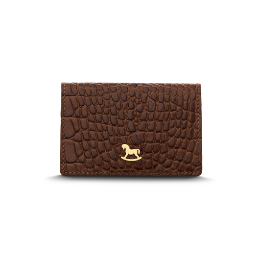 Leather cardholder with iconic rocking horse