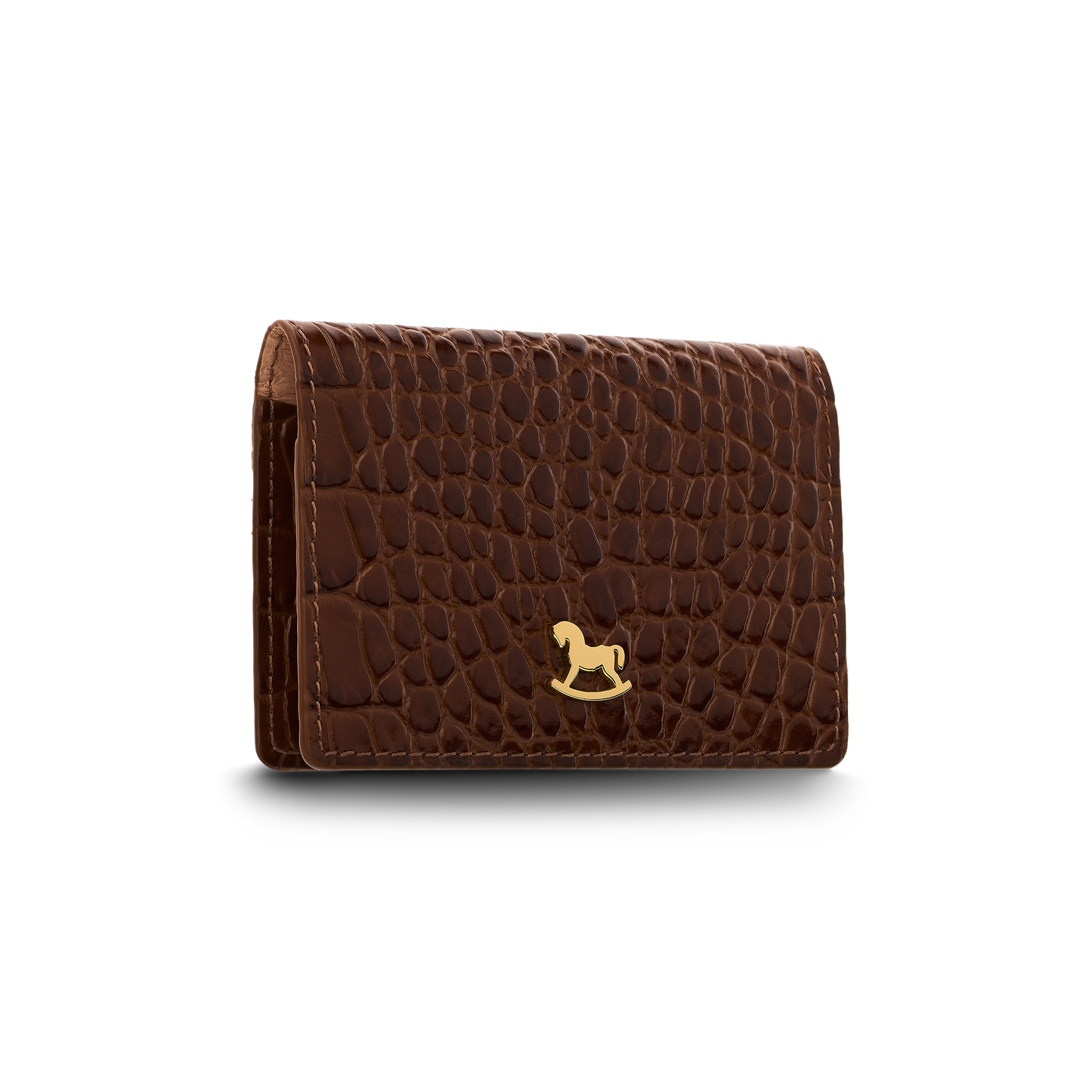 Leather cardholder with iconic rocking horse