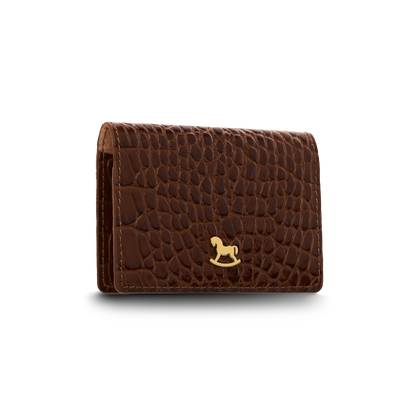 Leather cardholder with iconic rocking horse