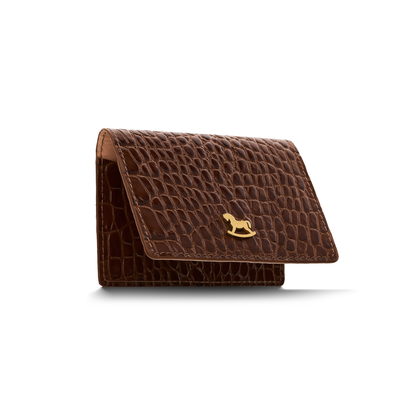 Leather cardholder with iconic rocking horse