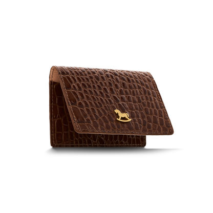 Leather cardholder with iconic rocking horse