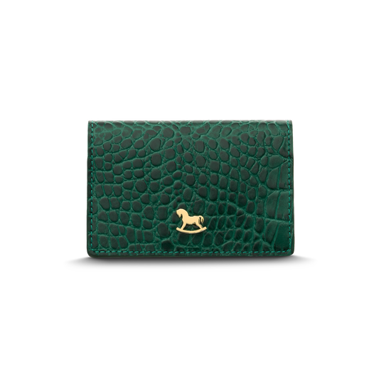 Leather cardholder with iconic rocking horse