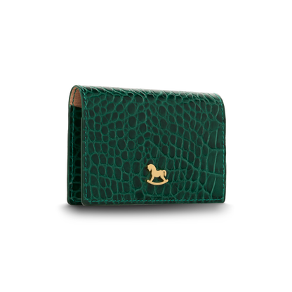 Leather cardholder with iconic rocking horse