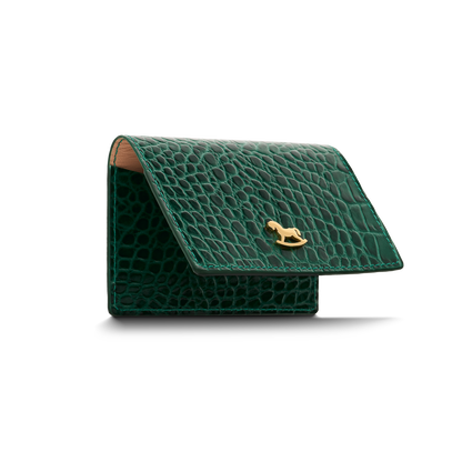 Leather cardholder with iconic rocking horse