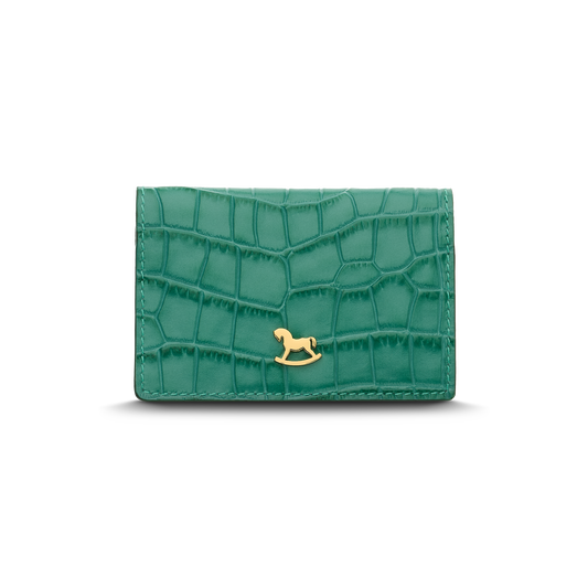 Leather cardholder with iconic rocking horse