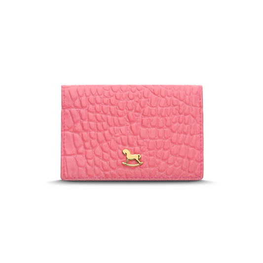Leather cardholder with iconic rocking horse