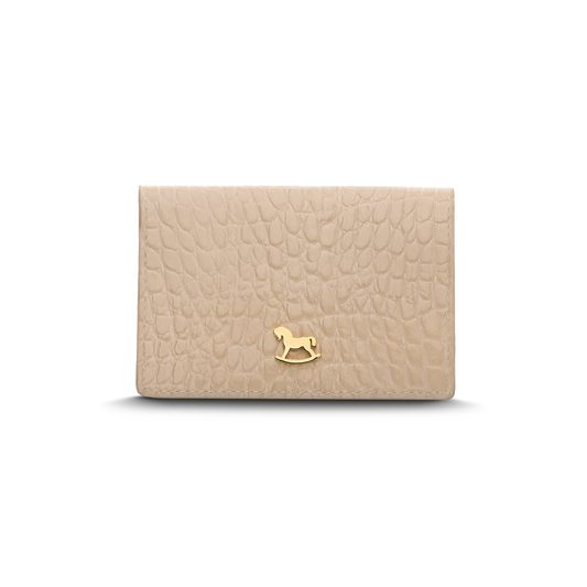 Leather cardholder with iconic rocking horse