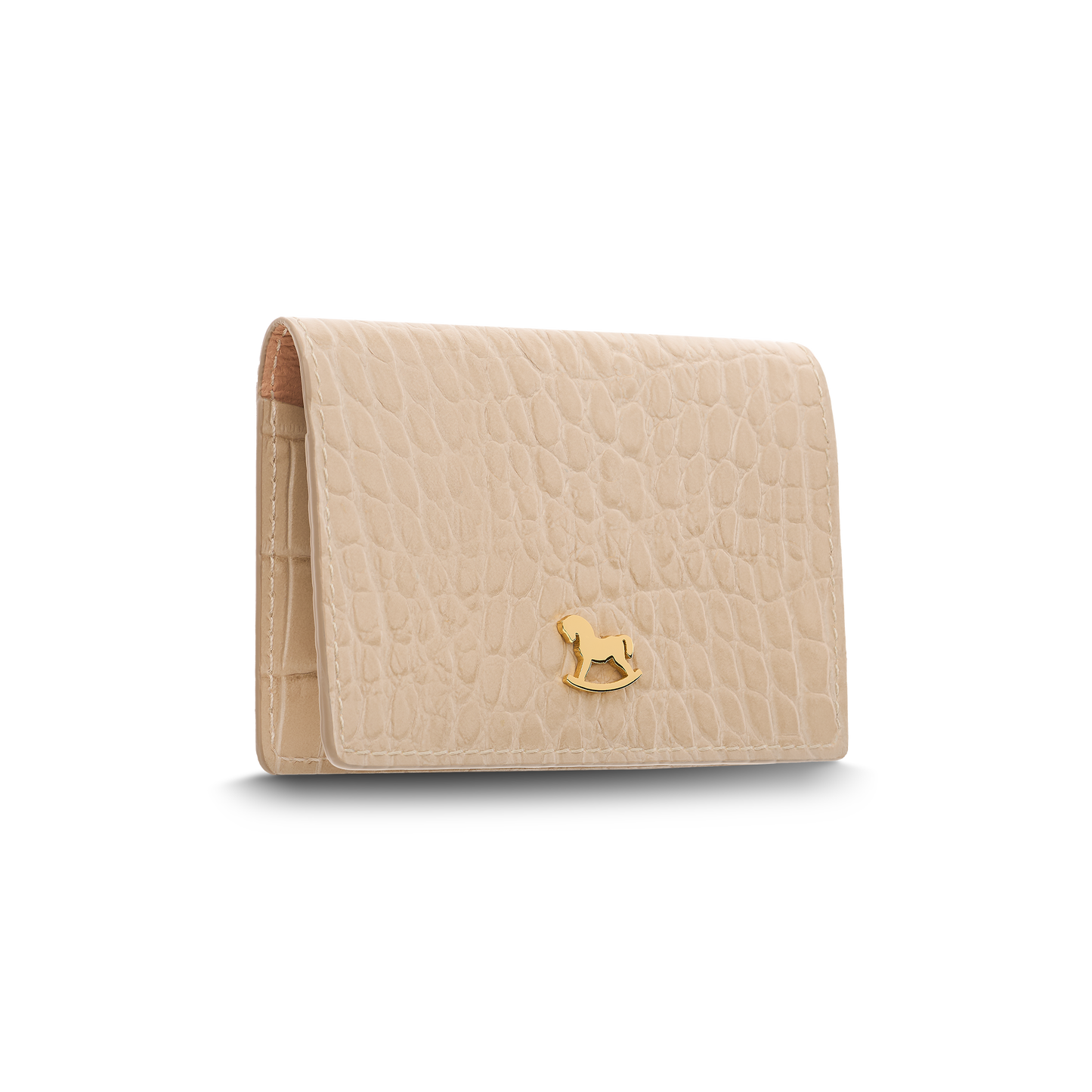 Leather cardholder with iconic rocking horse
