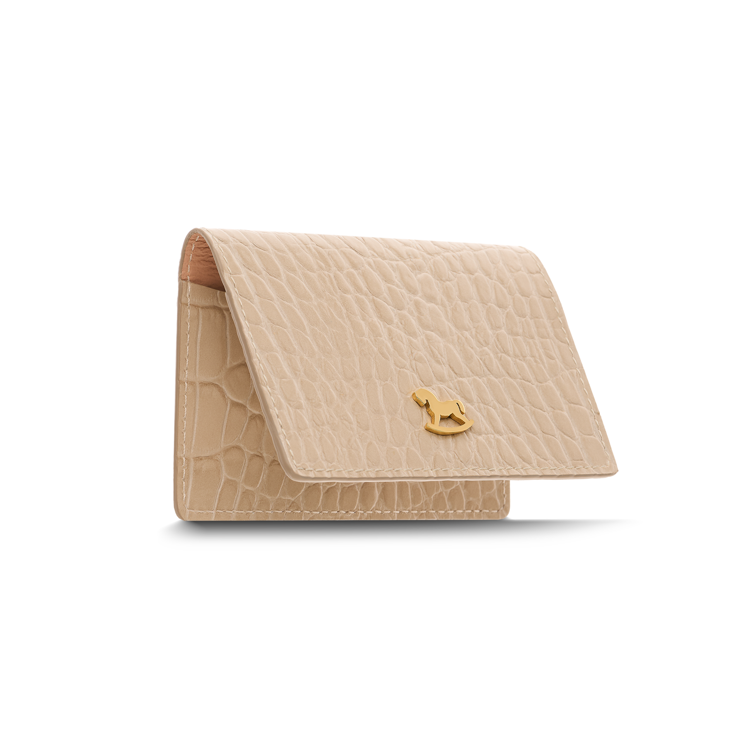 Leather cardholder with iconic rocking horse