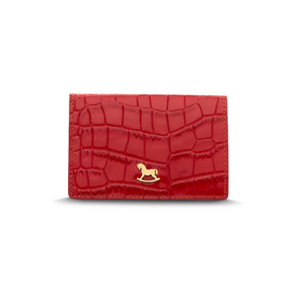 Leather cardholder with iconic rocking horse