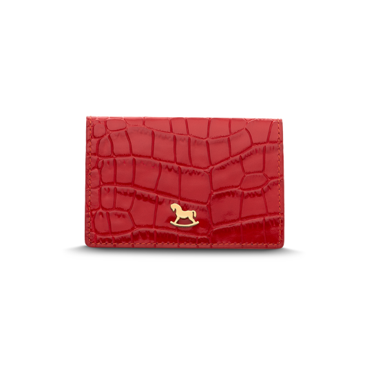 Leather cardholder with iconic rocking horse