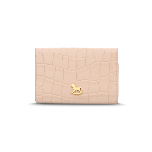 Leather cardholder with iconic rocking horse