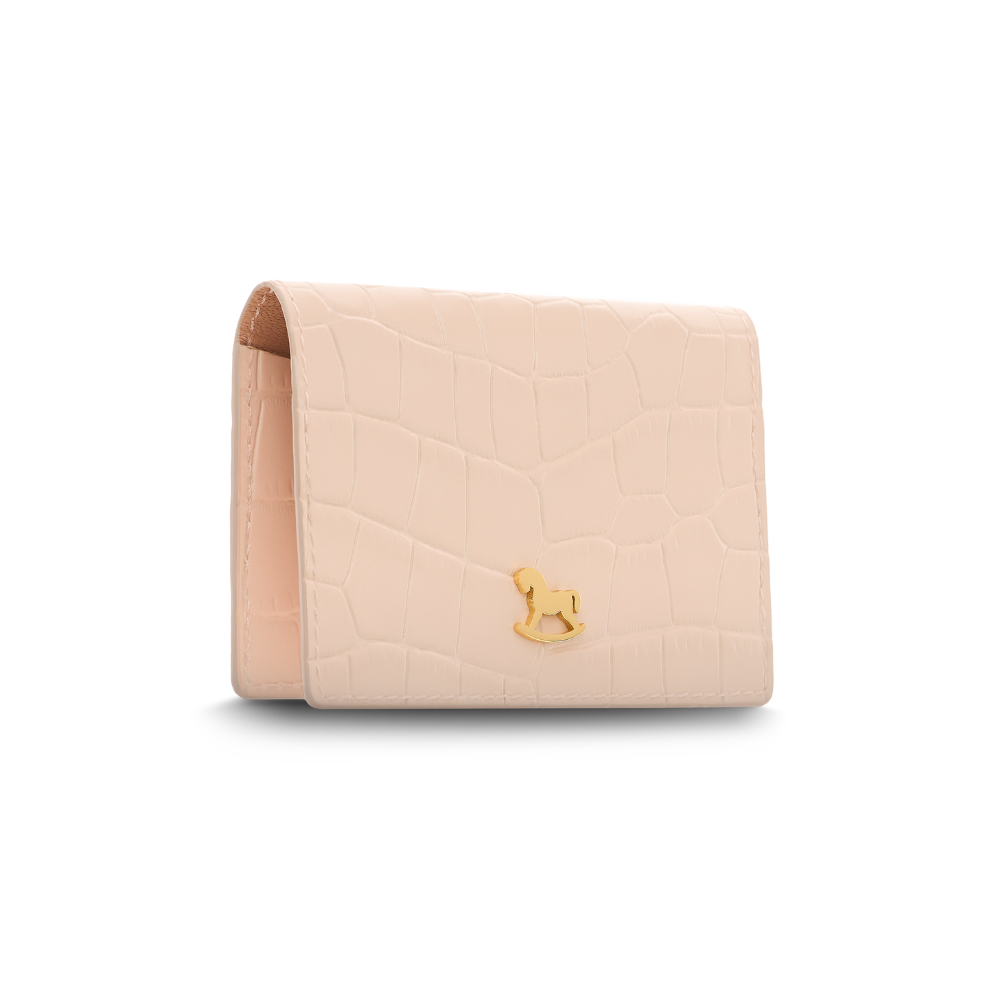 Leather cardholder with iconic rocking horse