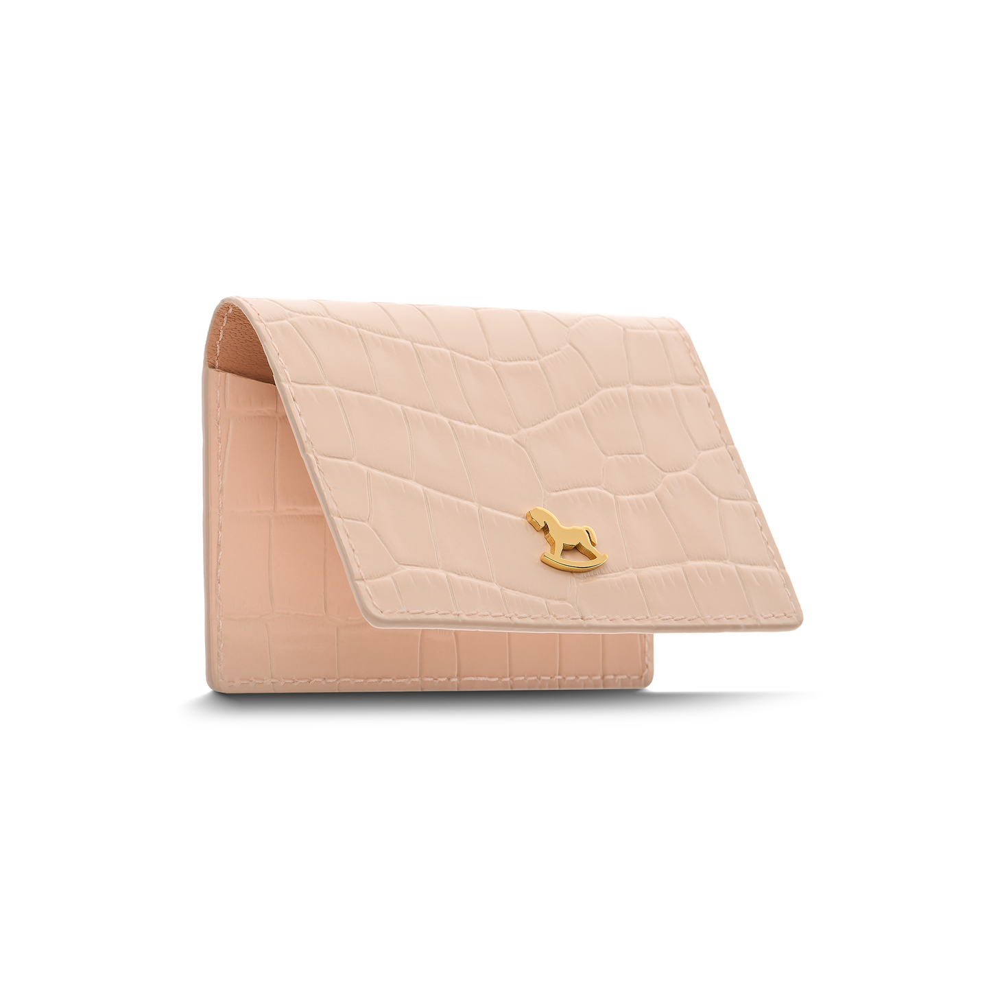 Leather cardholder with iconic rocking horse